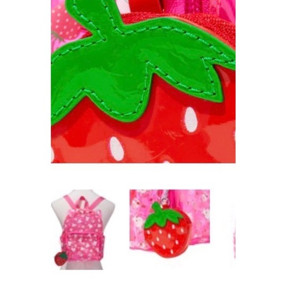 Claire's Pink Jelly Kitten and Strawberry Backpack with Strawberry Coin Purse - Picture 4 of 4